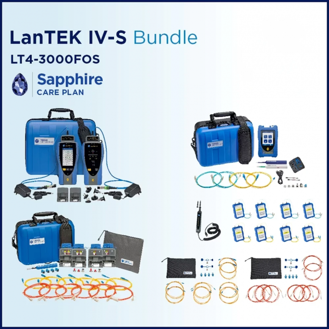 Bundle – LanTEK IV-S 3000MHz, FiberTEK IV, FiberMASTER OTDR, Accessories and Sapphire 3 Year