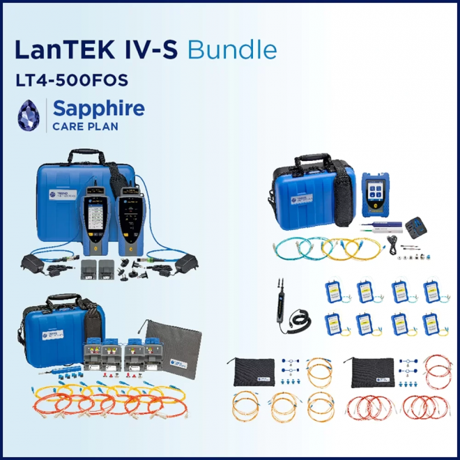 Bundle – LanTEK IV-S 500MHz, FiberTEK IV, FiberMASTER OTDR, Accessories and Sapphire 1 Year