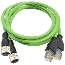 2 x RJ45 to M12 D coded 1m adapter cable