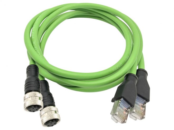 2 x RJ45 to M12 D coded 1m adapter cable